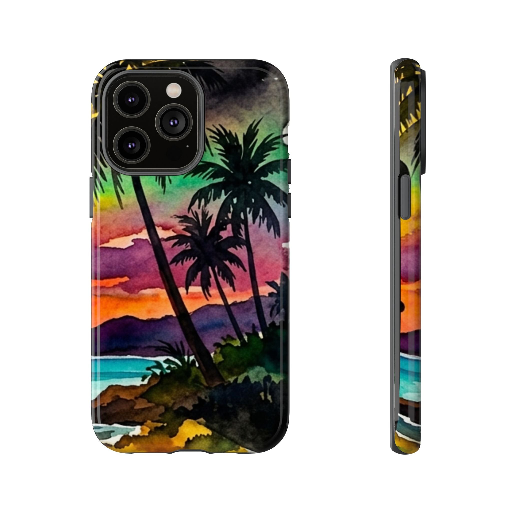 Tropical Sunset Phone Case – Palm Tree Beach Protective Cover