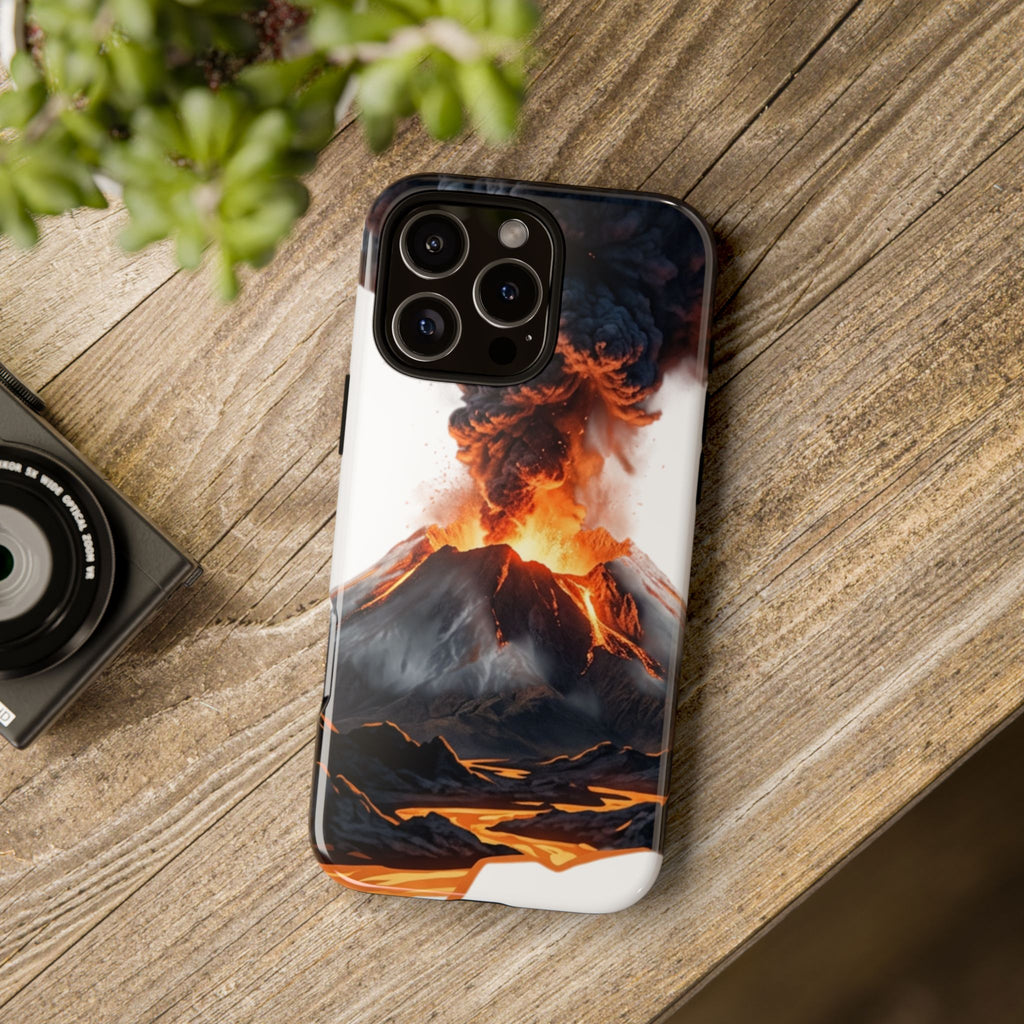 Volcano Eruption Tough Phone Case — Fiery Lava Protective Cover