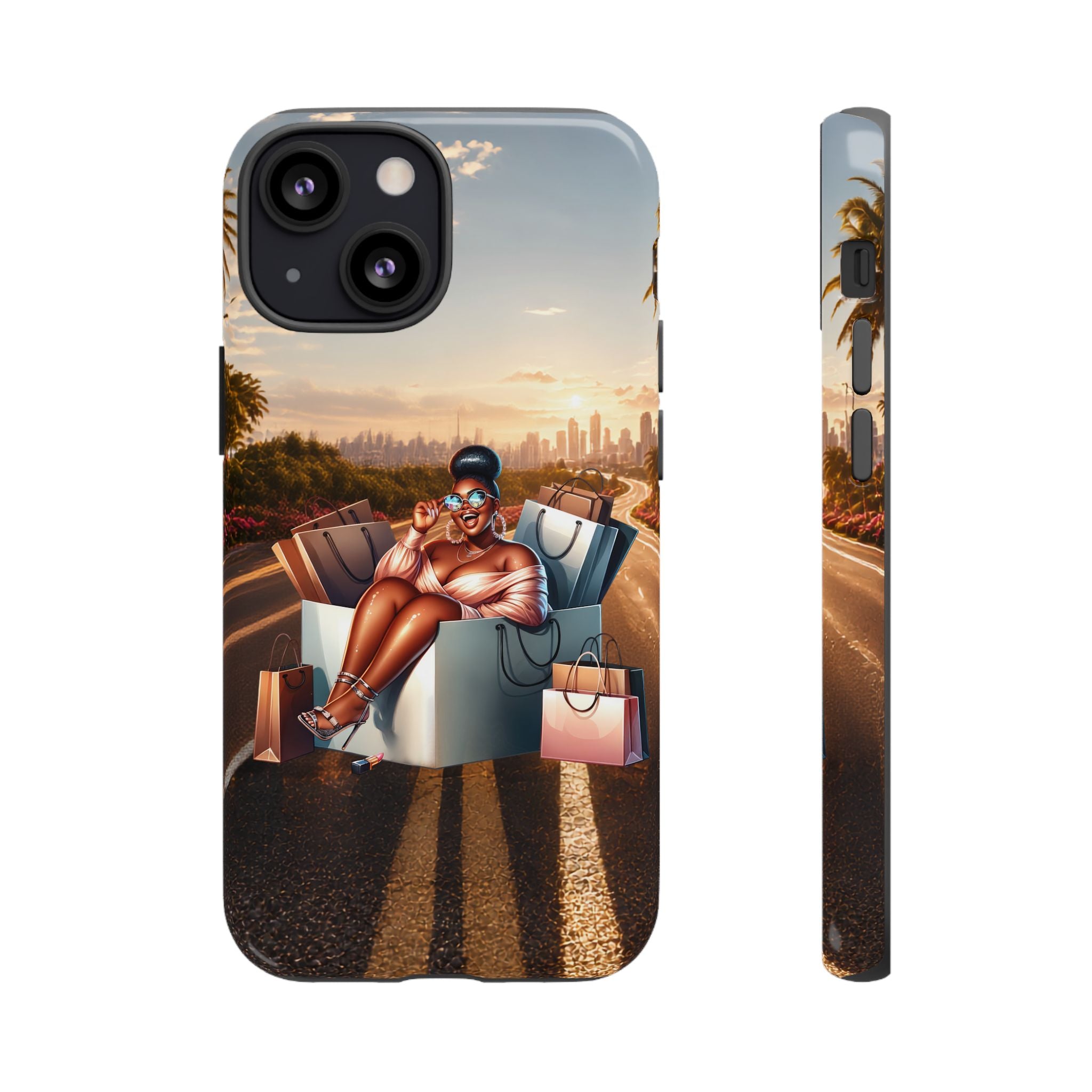 Phone Case — Chic Shopper Illustration on Cloud Background