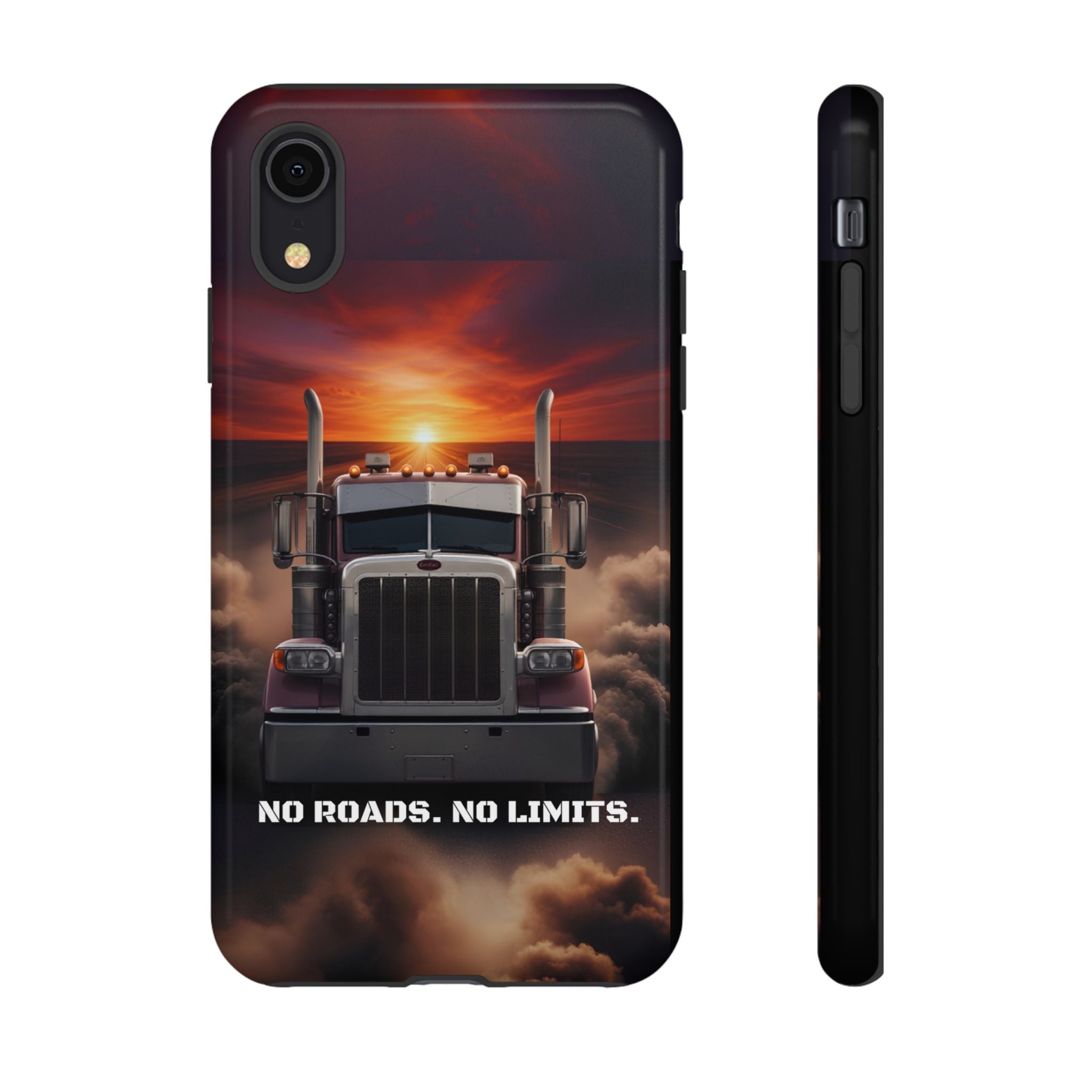 Truck Phone Case — "No Roads. No Limits." Sunset Semi Truck Protective Case