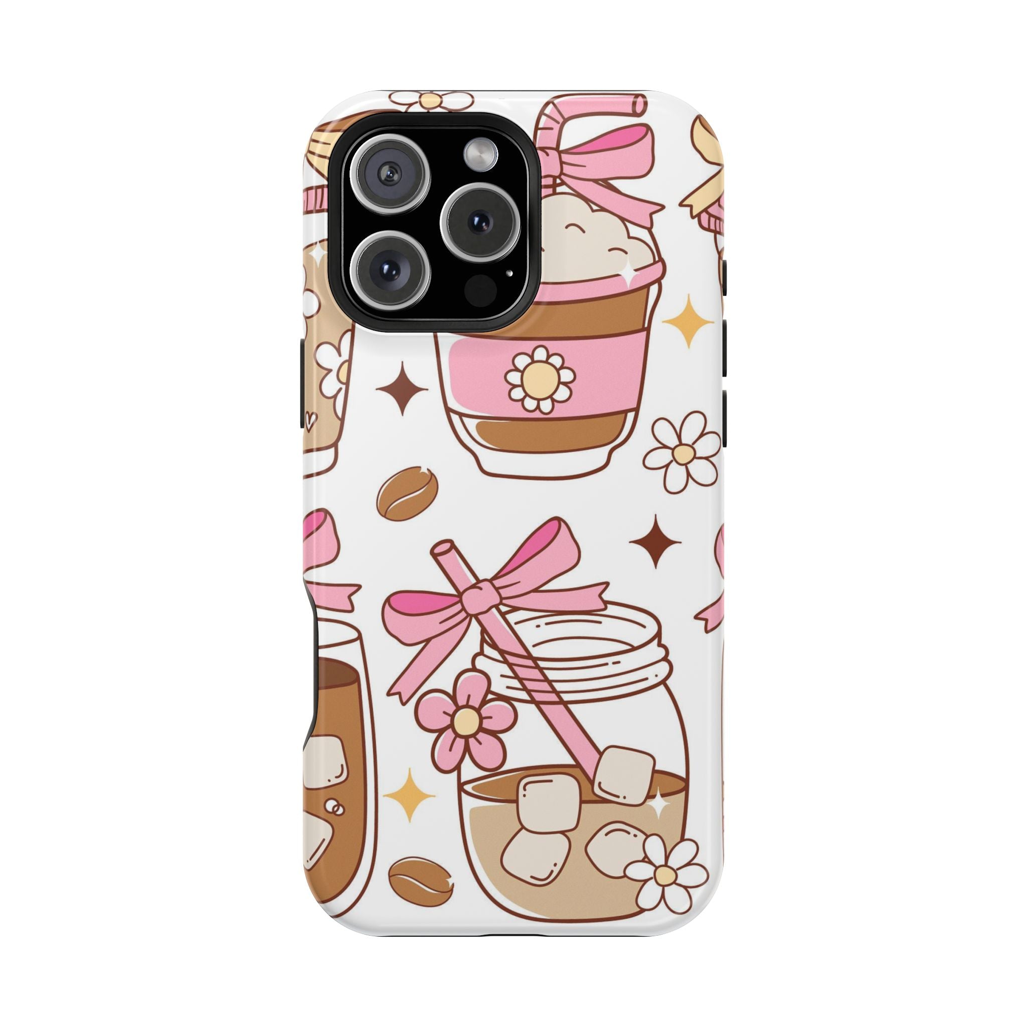 Cute Pink Coffee & Latte Pattern Impact Phone Case