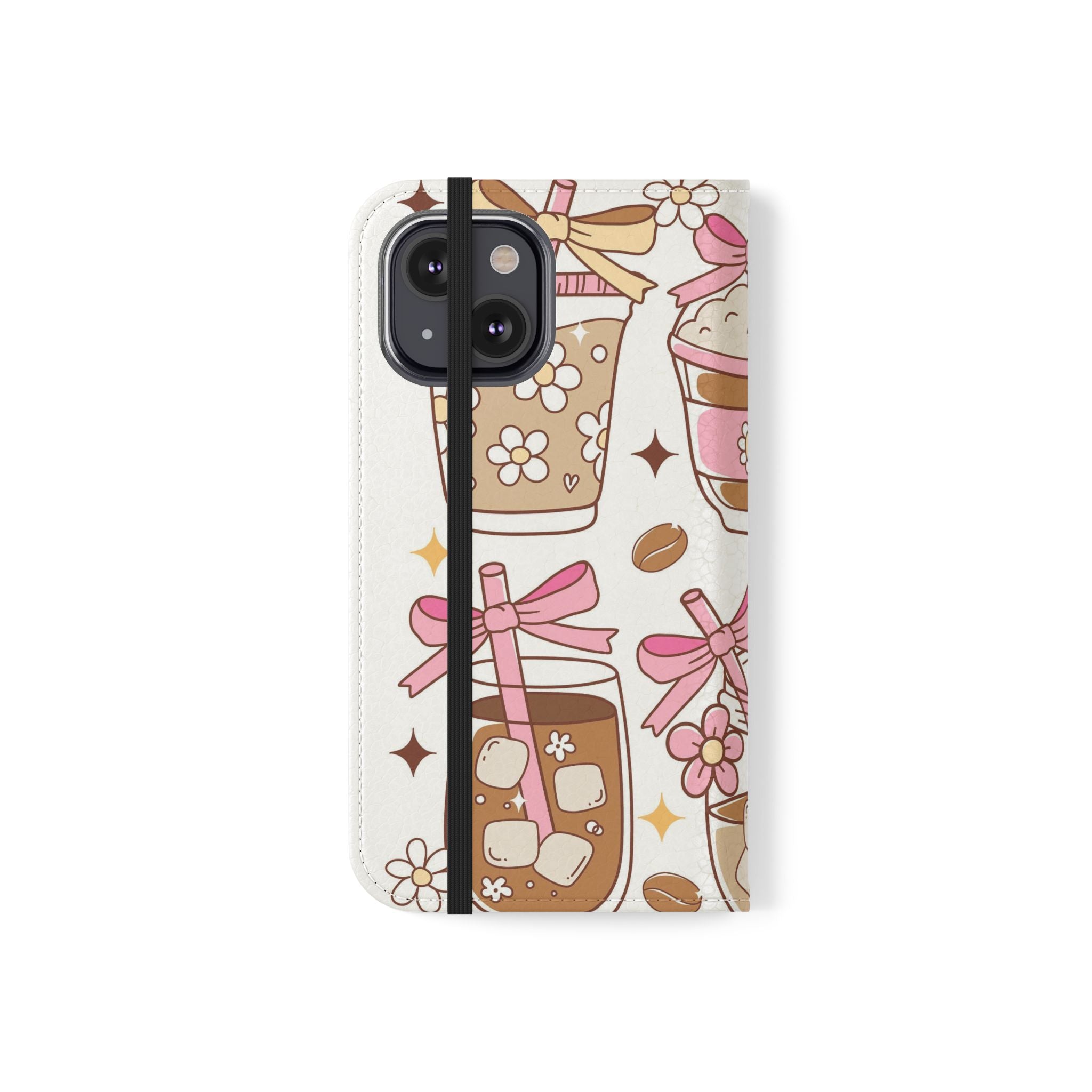 Cute Coffee & Latte Flip Phone Case – Cozy Boba & Dessert Wallet Cover