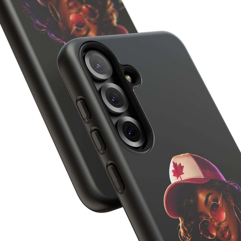 Phone Case - Cool Urban Woman with Headphones & Maple Hat
