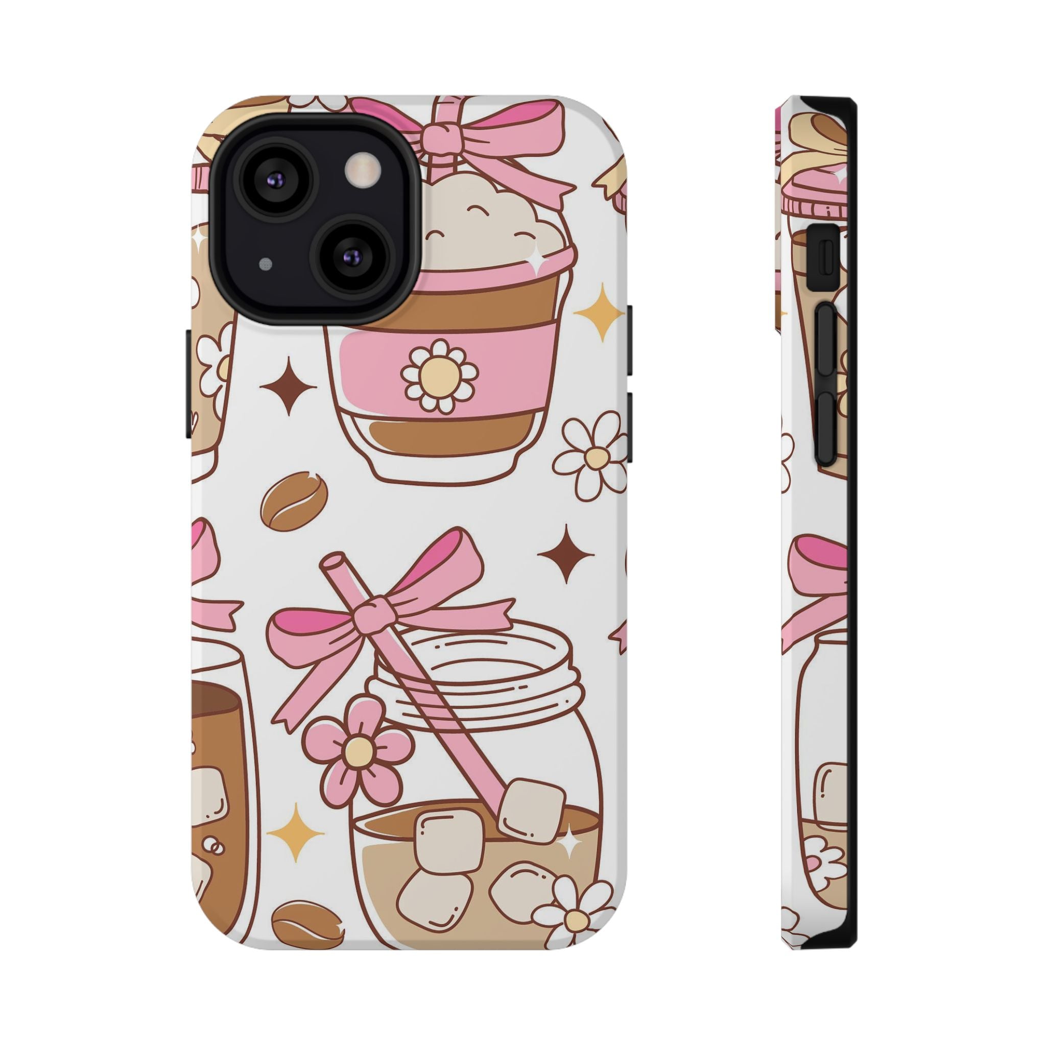 Cute Pink Coffee & Latte Pattern Impact Phone Case