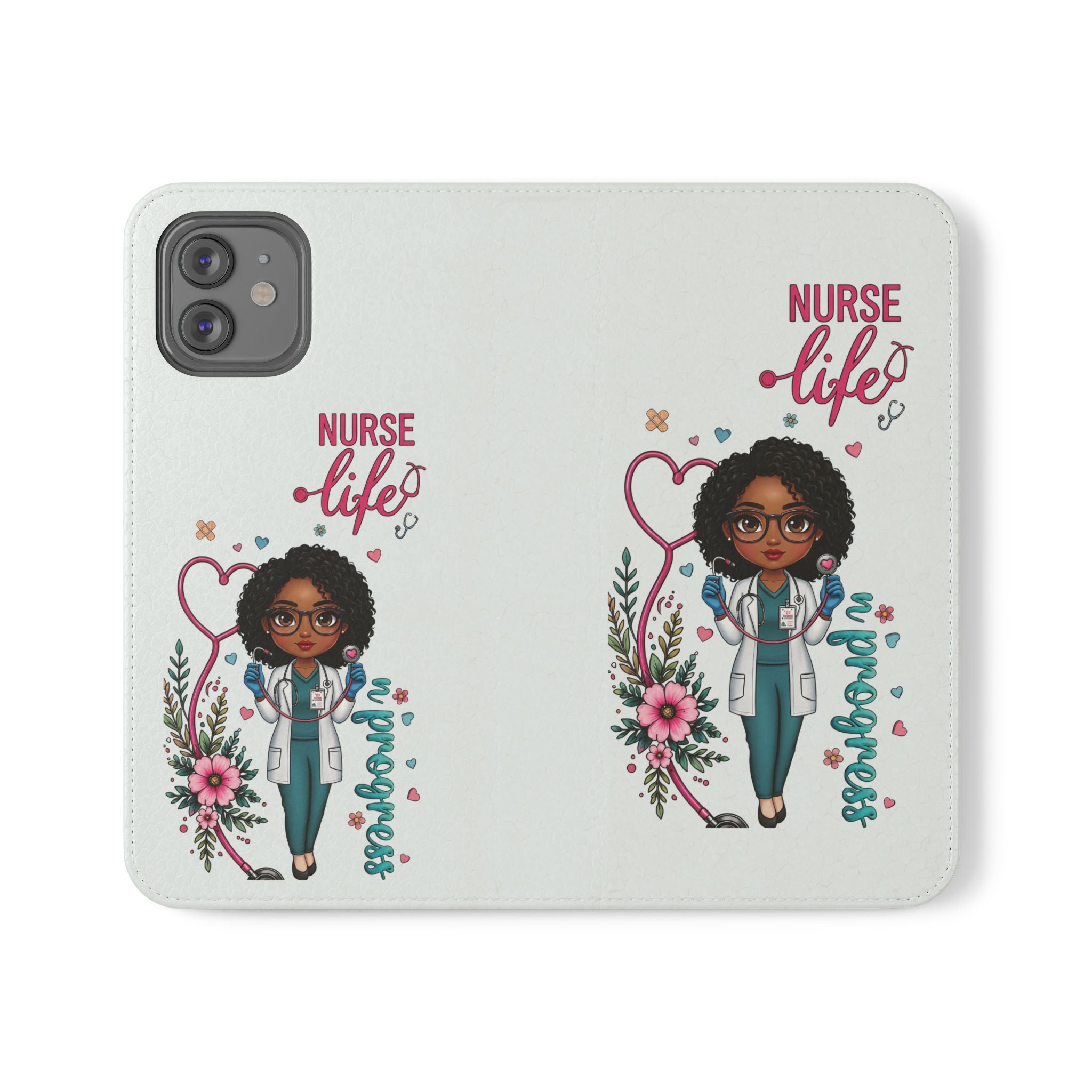 Nurse Life Floral Flip Phone Case - Medical RN Wallet Cover