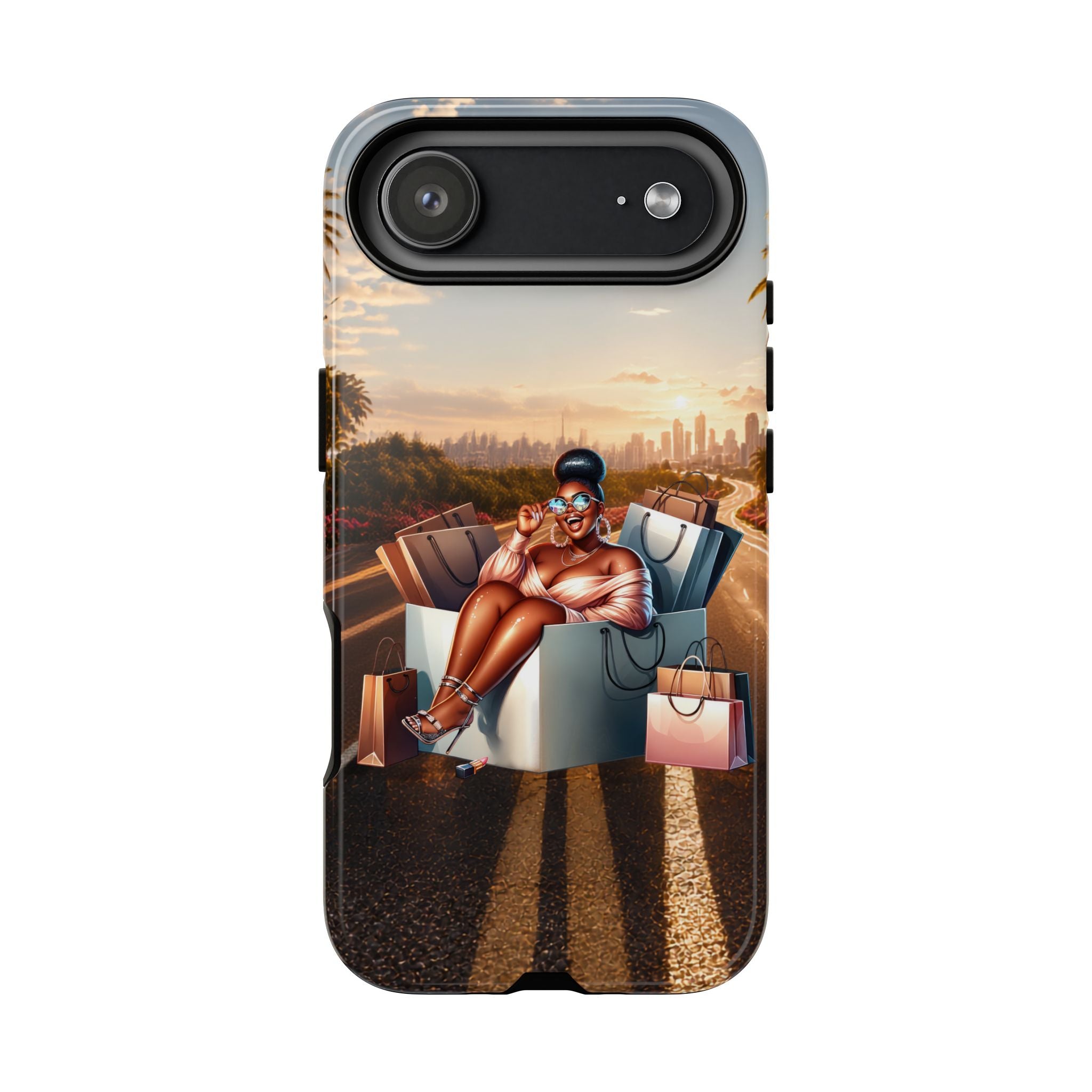 Phone Case — Chic Shopper Illustration on Cloud Background