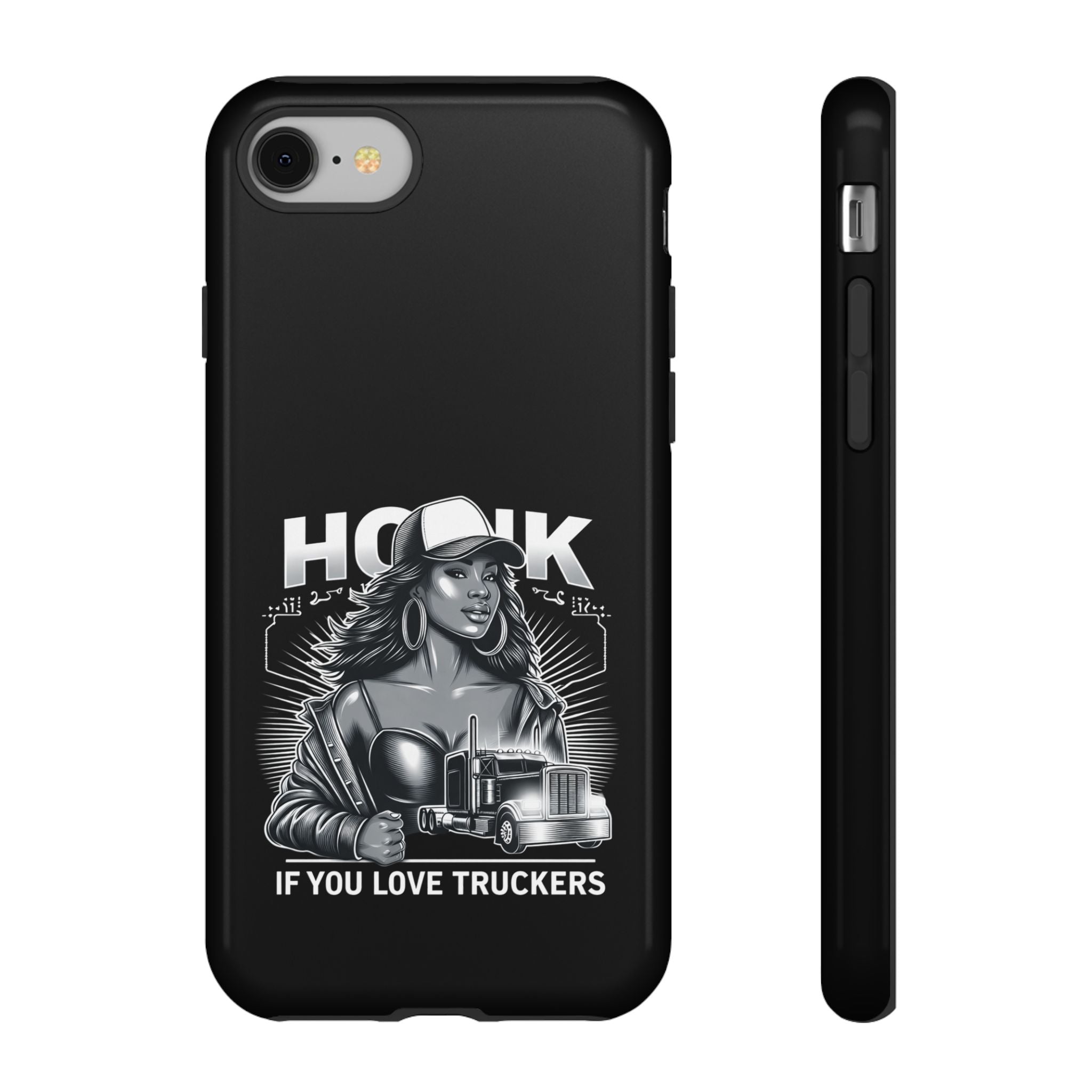 Phone Case — 'Honk' Trucker Girl Retro Semi Truck Protective Case