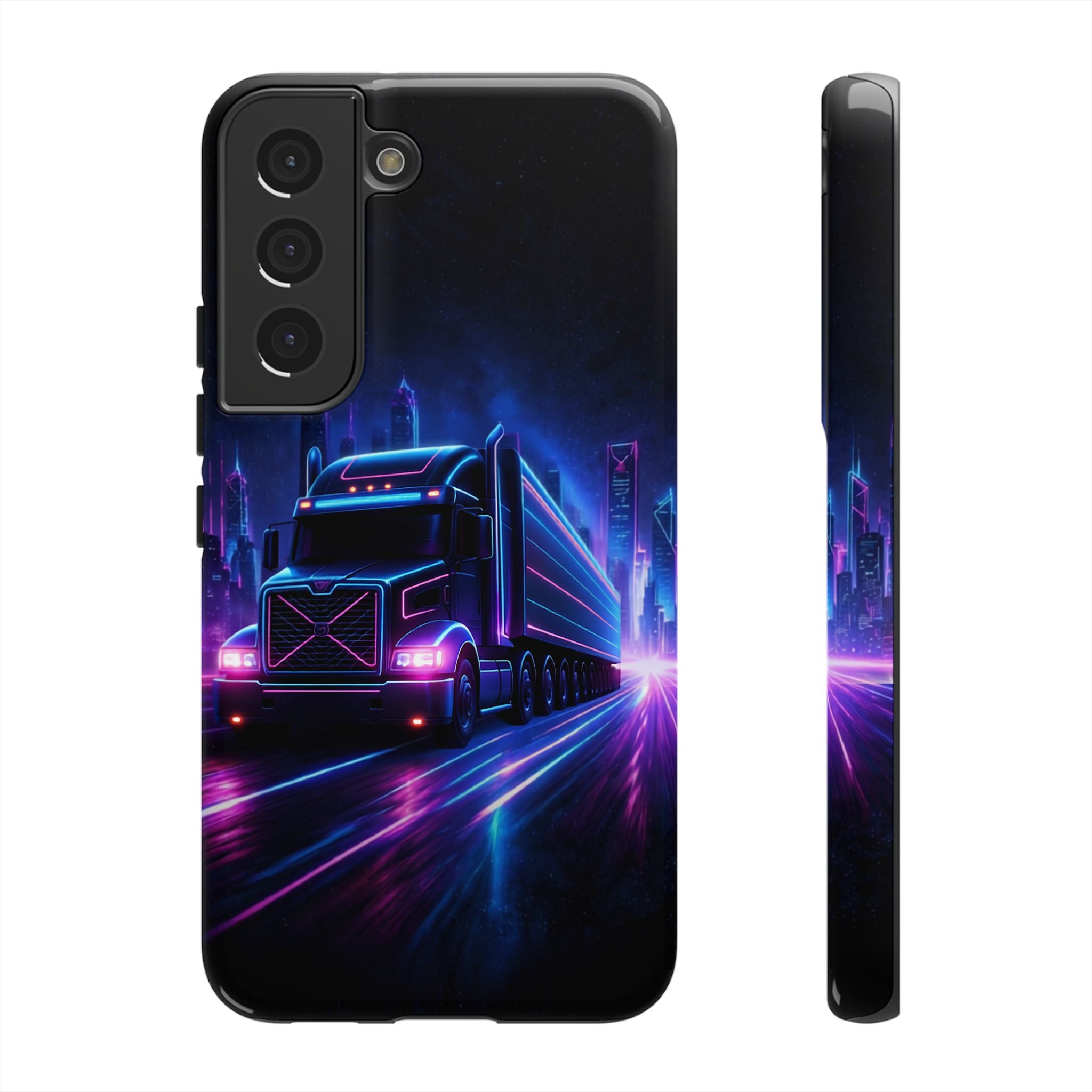 Neon Retro Rig Phone Case — Trucker Semi Truck Nightscape Protective Case