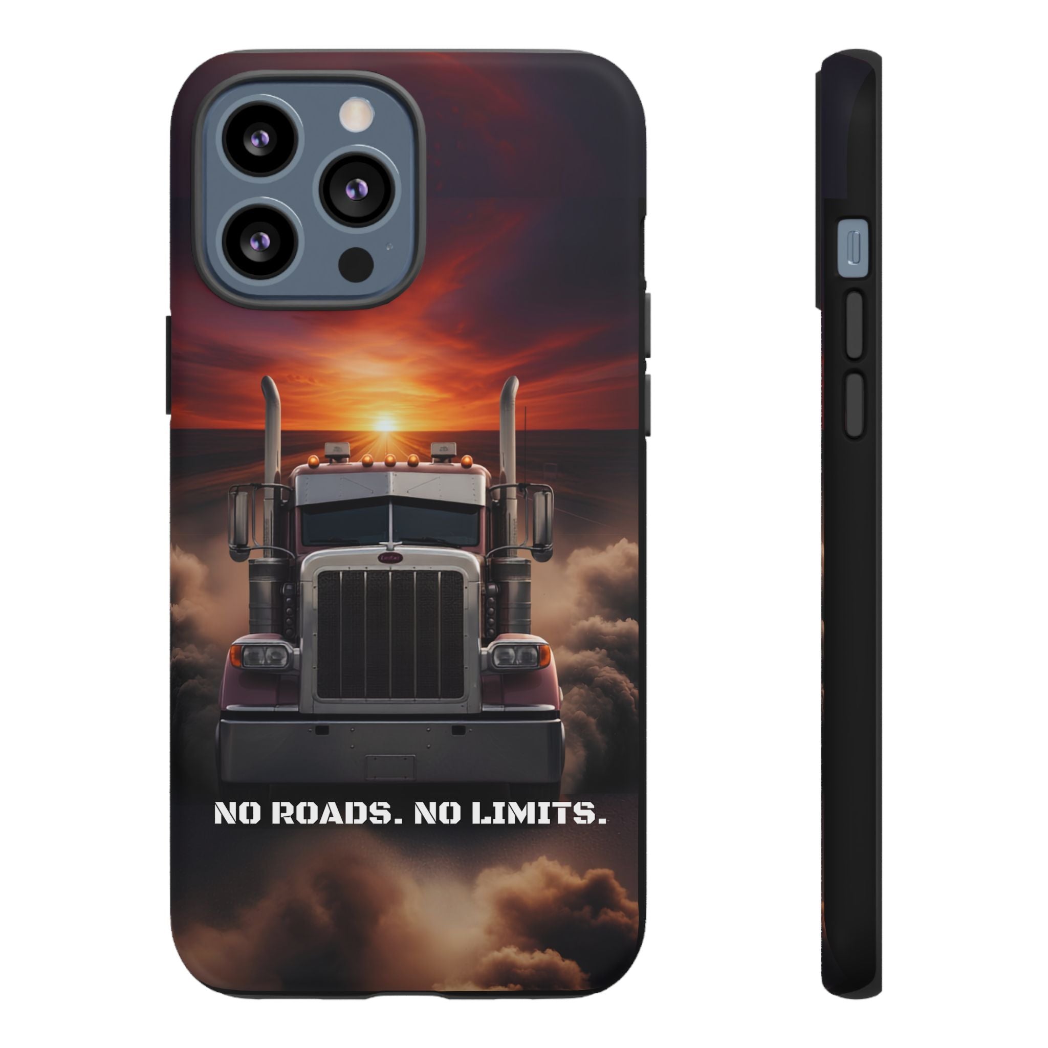 Truck Phone Case — "No Roads. No Limits." Sunset Semi Truck Protective Case